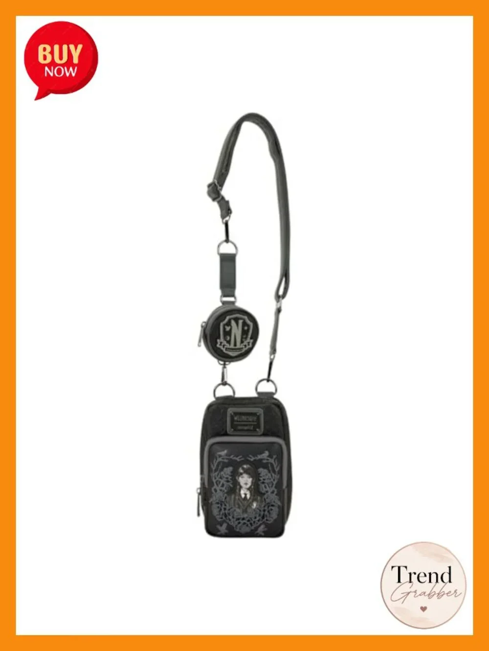 Faux Leather Crossbody Cell Phone Bag with Detachable Coin Bag